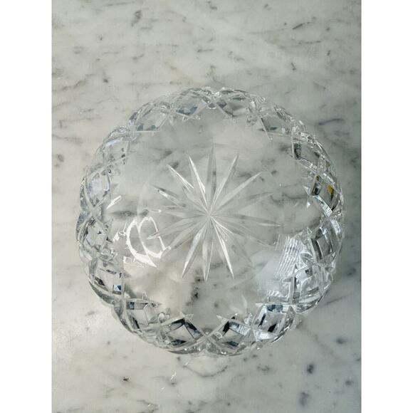 EUC Polonia 24% Lead Crystal Bowl Dish Made In Poland Hand Cut Clear Glass X - Picture 6 of 8